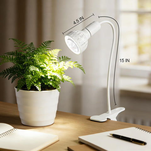 Juhefa full-spectrum 5000K grow light provides daylight-like illumination for greens.