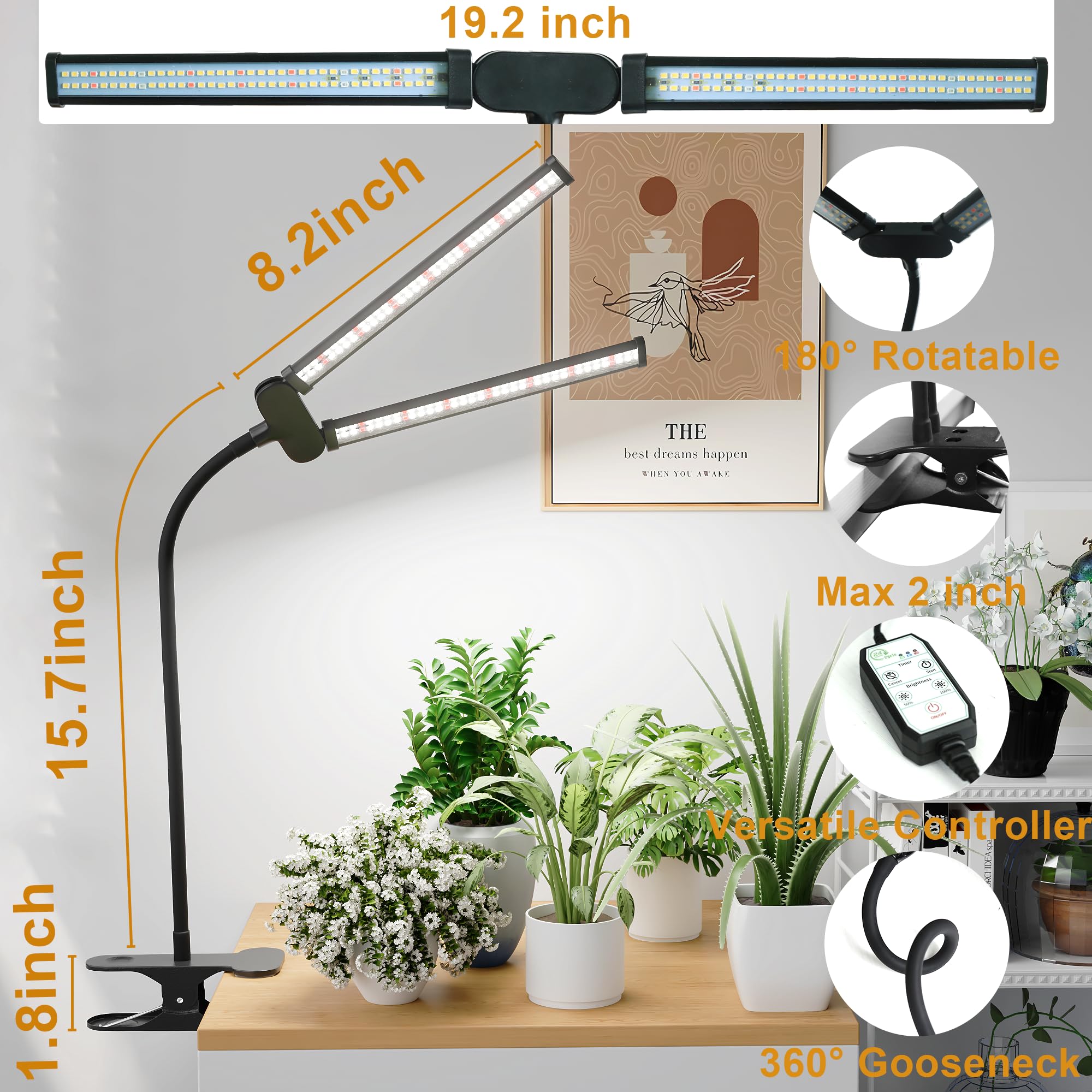 Juhefa full-spectrum 6000K light mimics natural daylight indoors