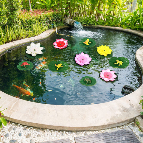 Juinte garden koi pond decor set for a playful backyard ambiance