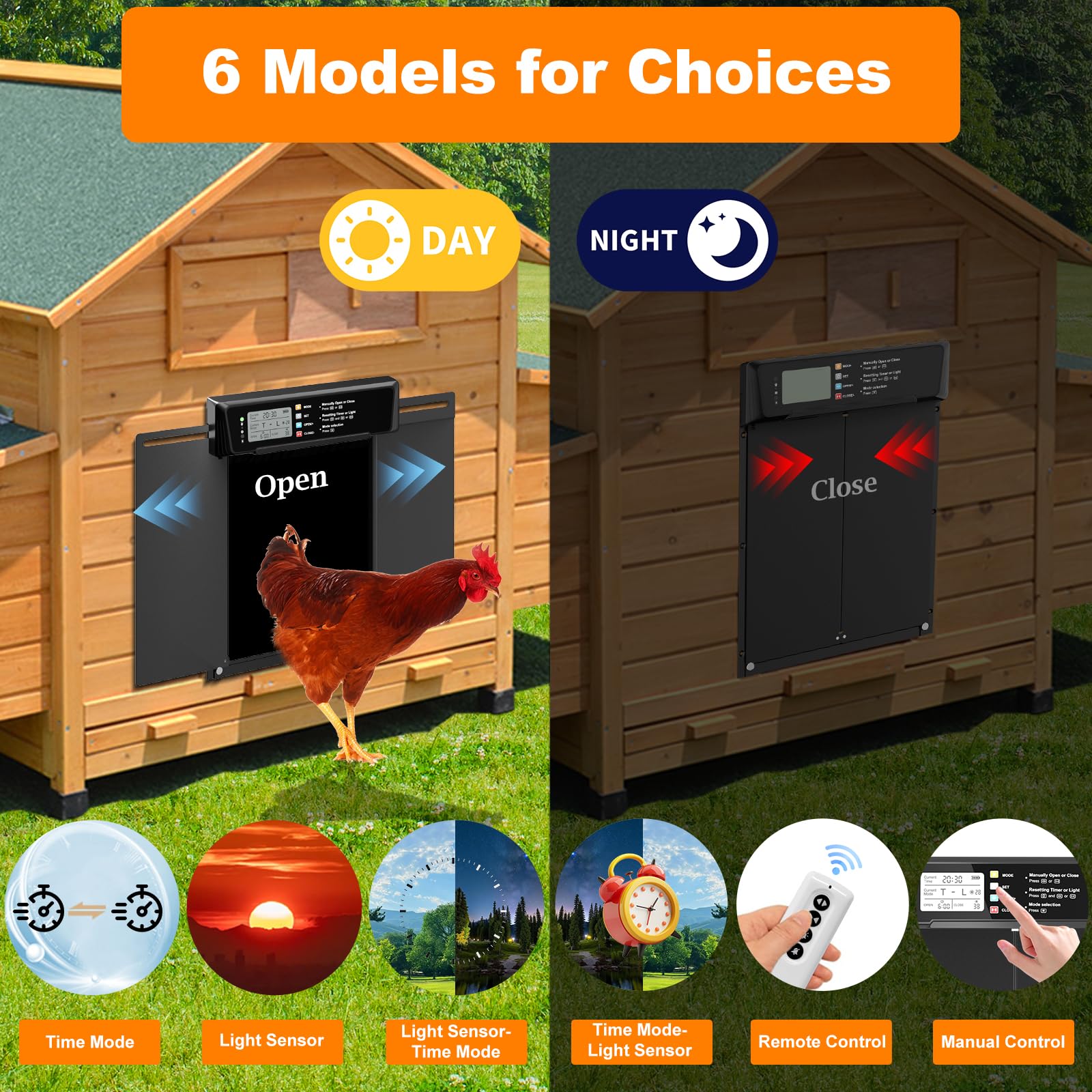JUJOJB remote control up to 49 ft demonstrates convenient operation away from coop.