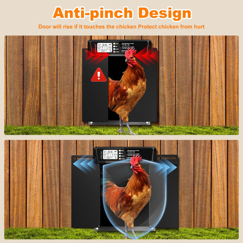 JUJOJB weatherproof aluminum coop door withstands extreme temperatures.