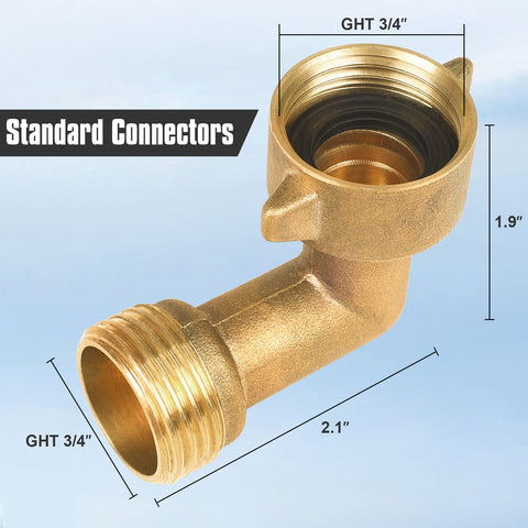 JuKonn brass hose elbow includes rubber gasket for leak prevention.