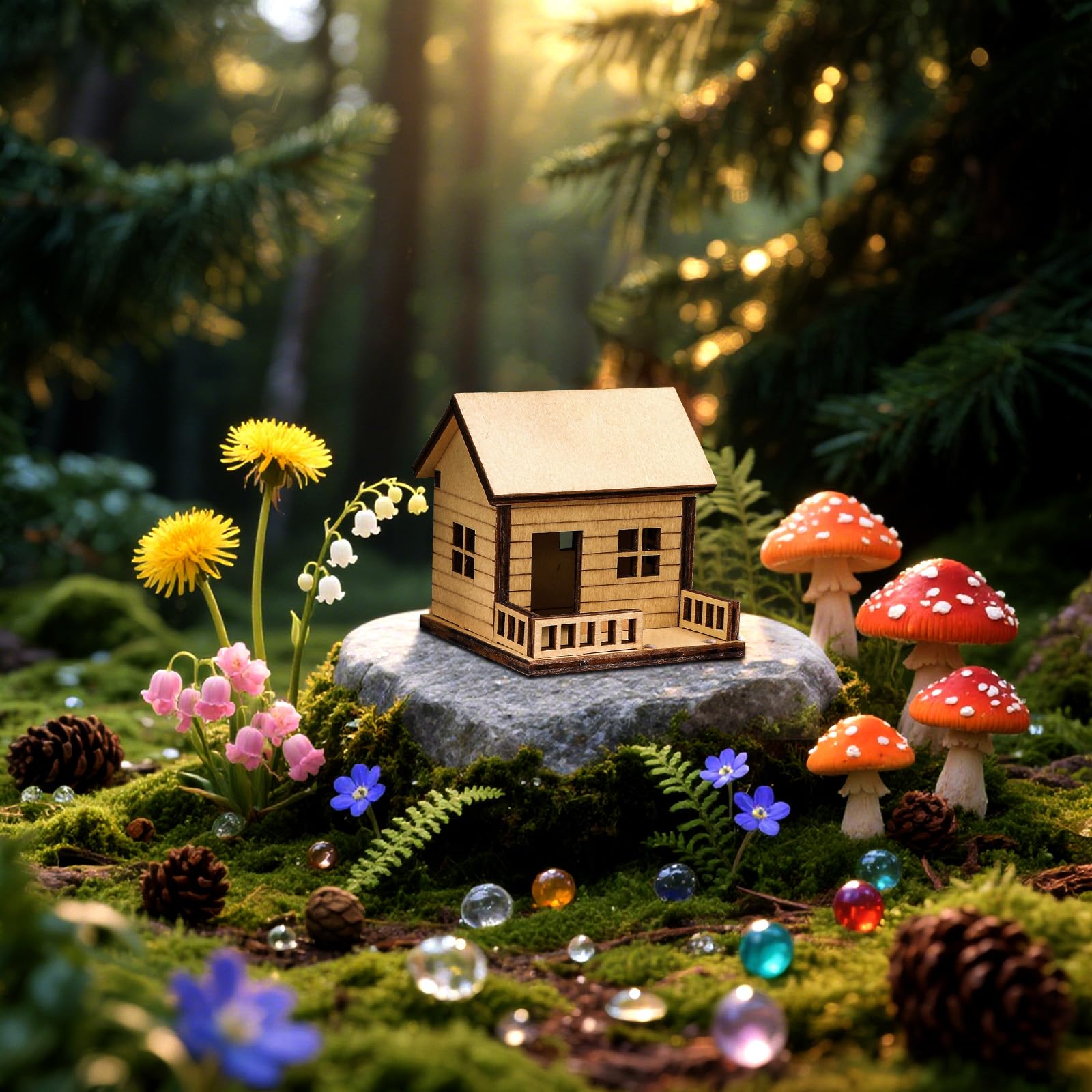 JULEASEL Fairy Garden scene adds whimsy for terrariums and miniatures