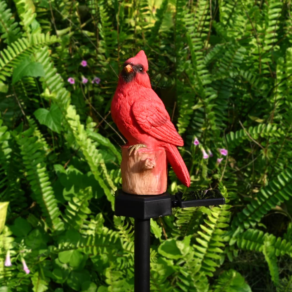 Juliahestia cardinal solar light outdoor stake provides warm dusk illumination
