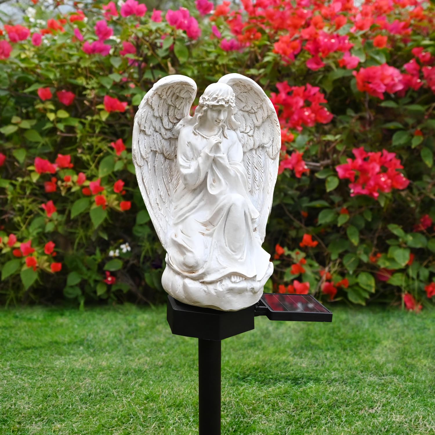Juliahestia Guardian Angel grave marker decor suitable for reflective memorial sites.