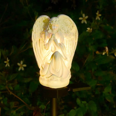 Juliahestia Guardian Angel patio light brightens outdoor spaces.