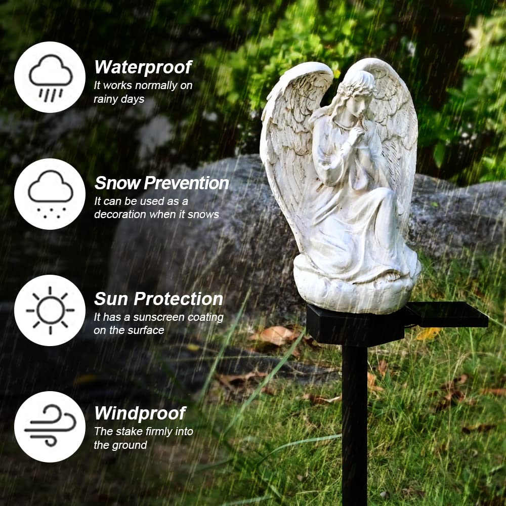 Juliahestia Guardian Angel yard decor solar light enhances curb appeal.