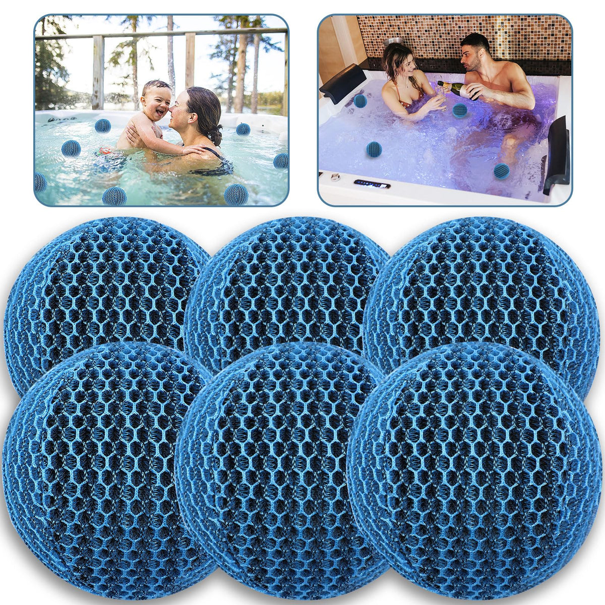 JULMELON hot tub scum absorber ball floats to keep water clear.