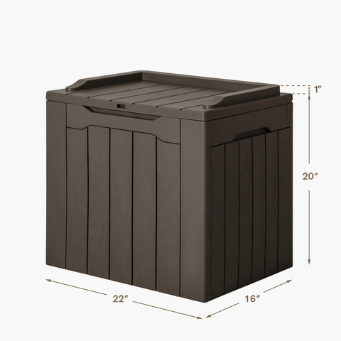 JUMMICO deck box indoors keeps clutter hidden and tidy.