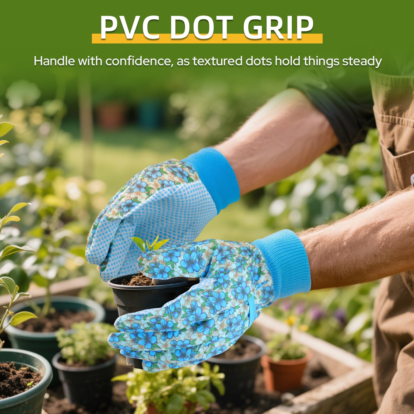 JUMPHIGH elastic knit wrist secures gloves during kneeling and raking tasks