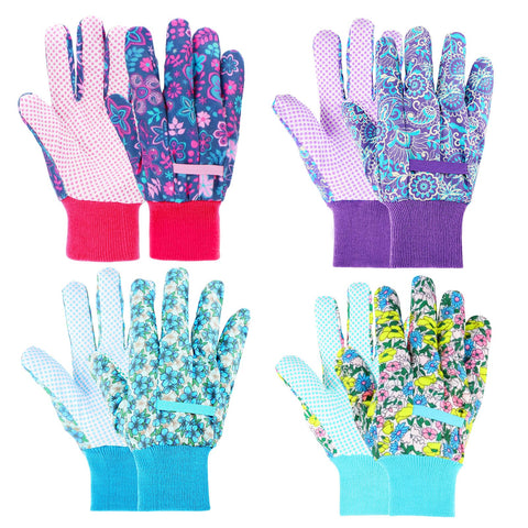 JUMPHIGH Women's garden gloves with floral pattern 1 for comfortable planting and weeding