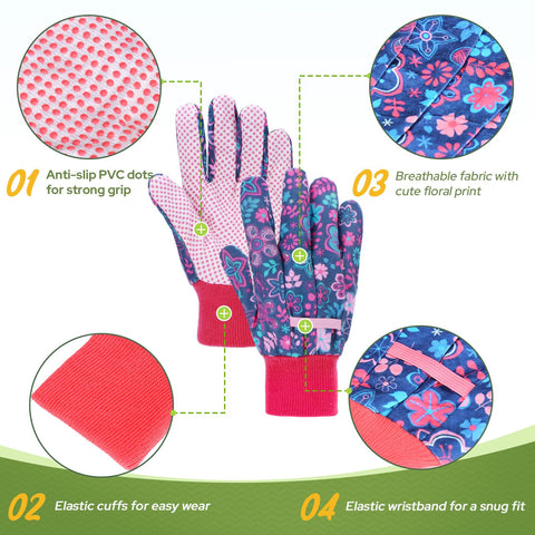 JUMPHIGH Women's floral pattern 2 gloves provide soft breathable protection for outdoor tasks