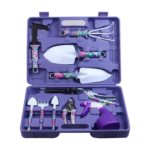 JUMPHIGH 10-piece floral print garden tools with case for organized outdoor projects