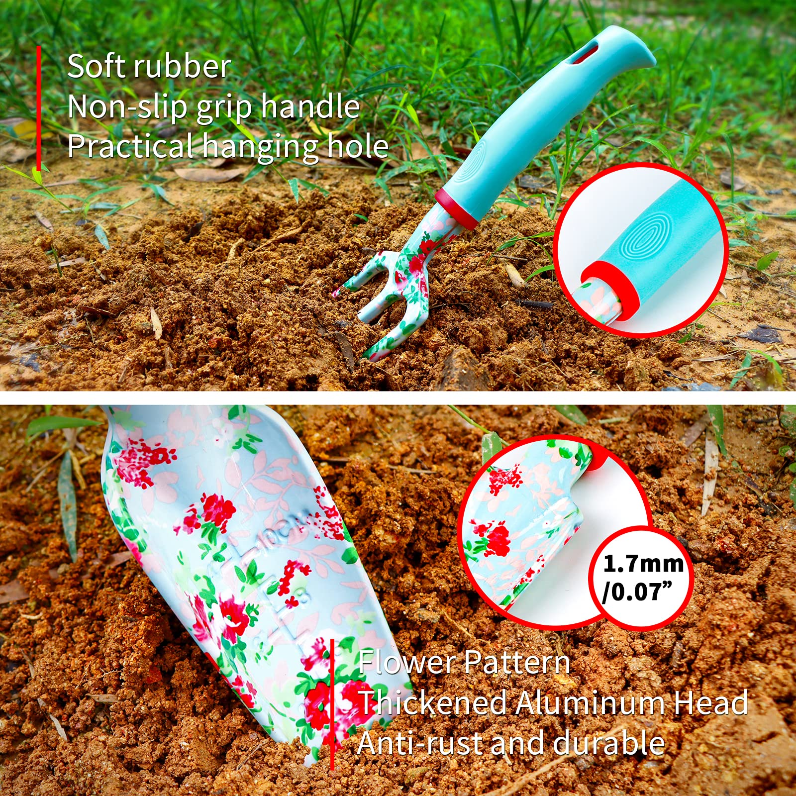 JUMPHIGH heavy-duty hand tools blue finish support durable gardening sessions.