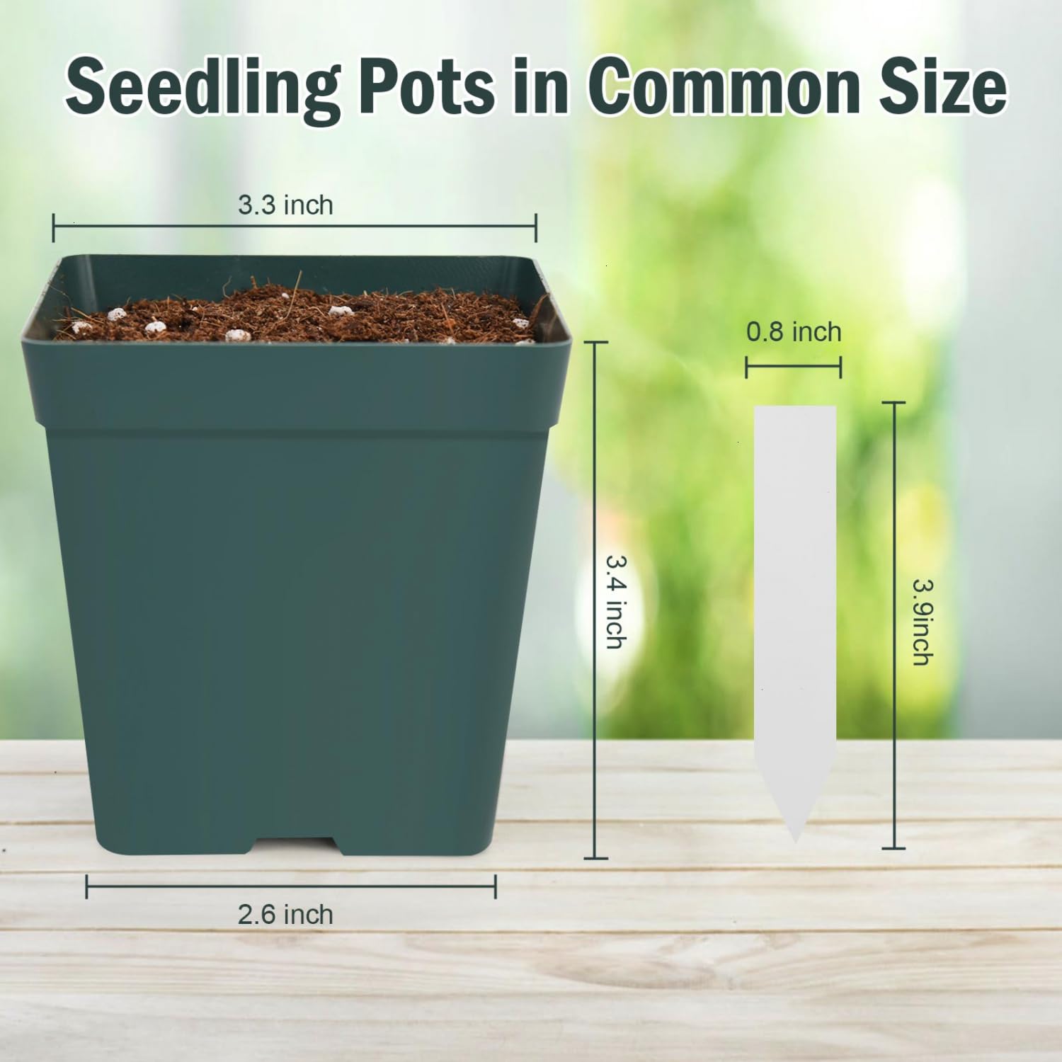 June Fox square nursery pots on a 1020 flat, space-saving arrangement for many plants.