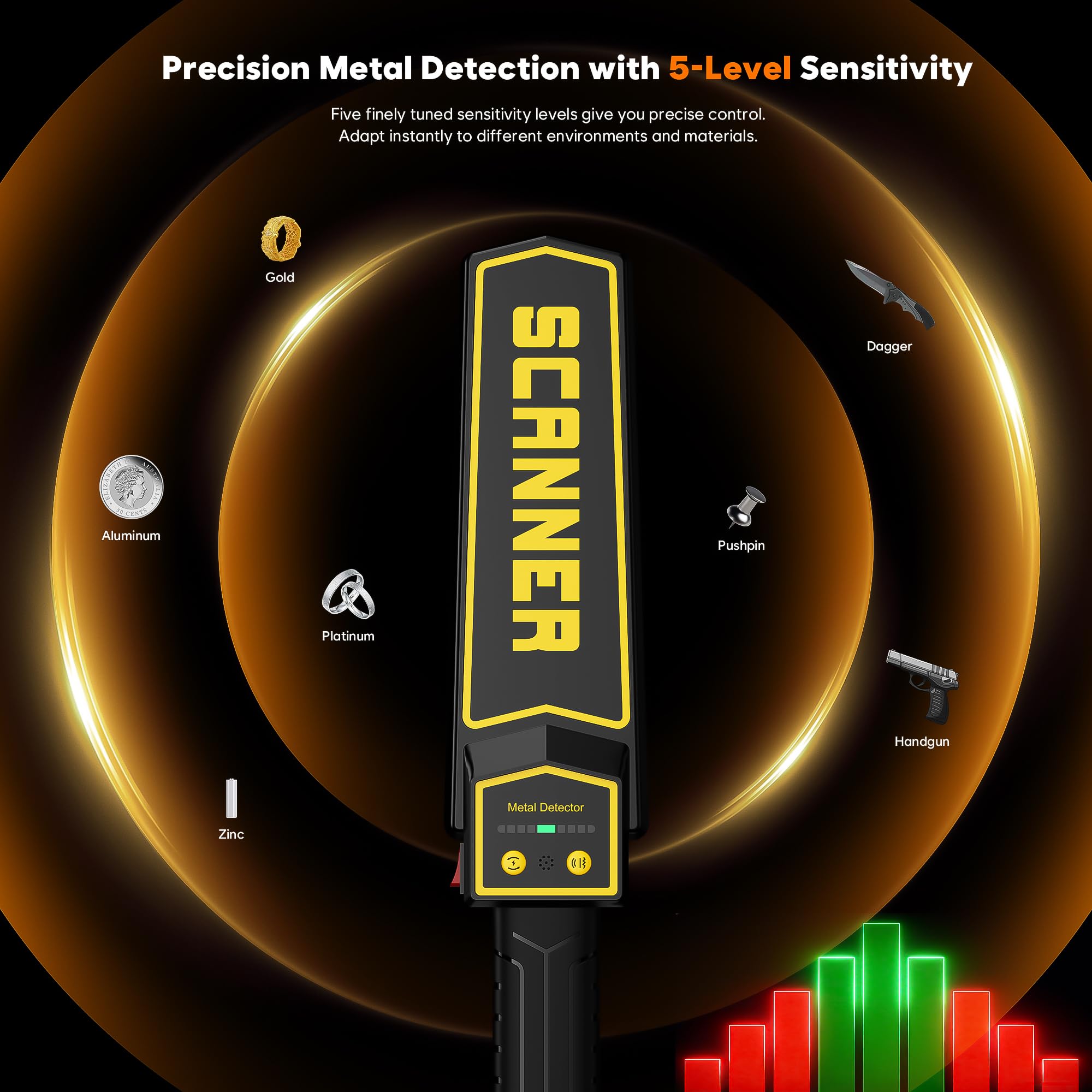 Junforbs adjustable sensitivity control for precise scanning in busy spaces.