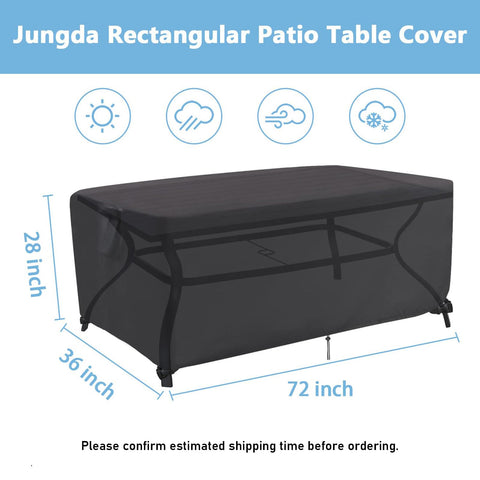 Jungda 72x36x28 inch fit demonstrates proper size for rectangular tables.
