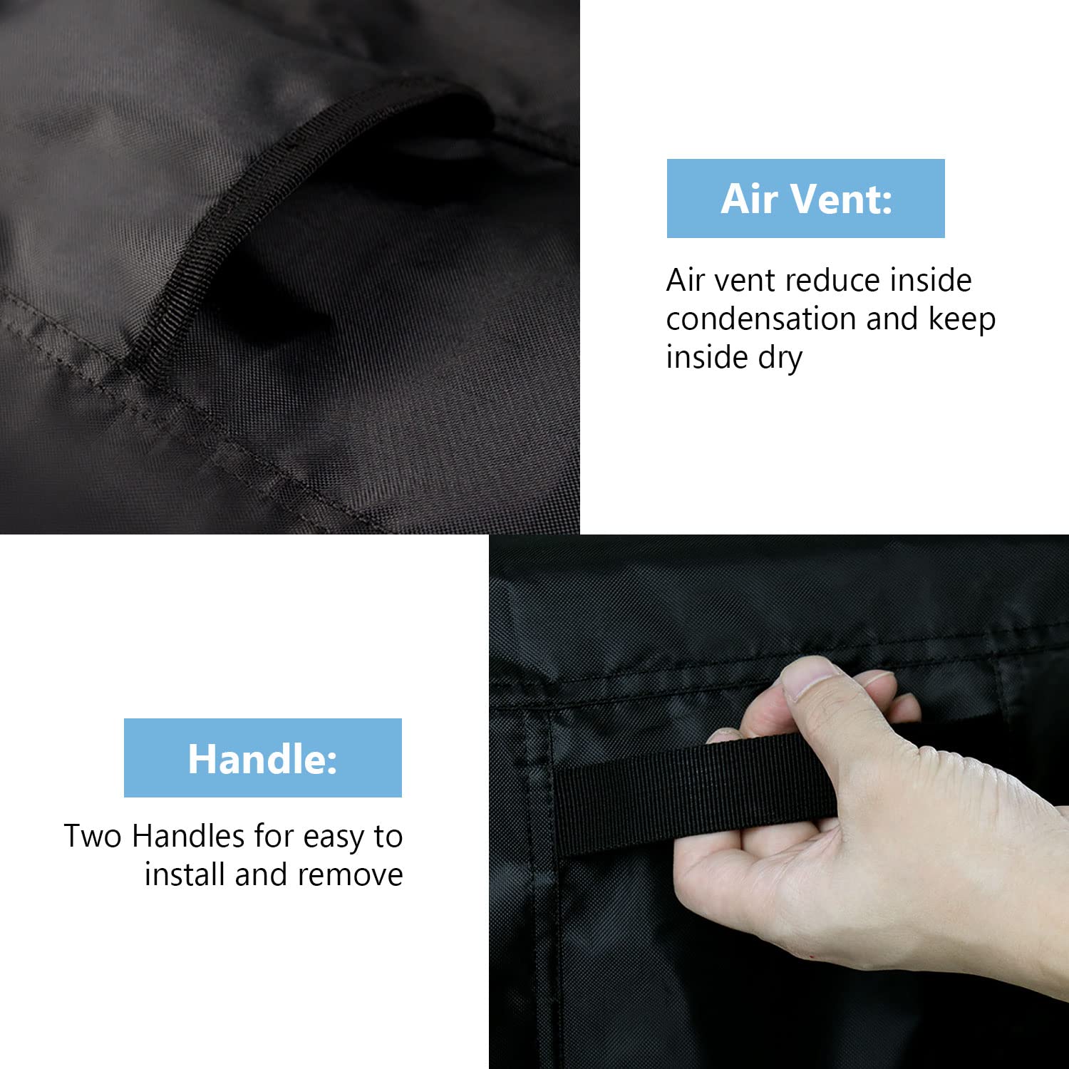 Jungda easy on off handles simplify covering and removal.