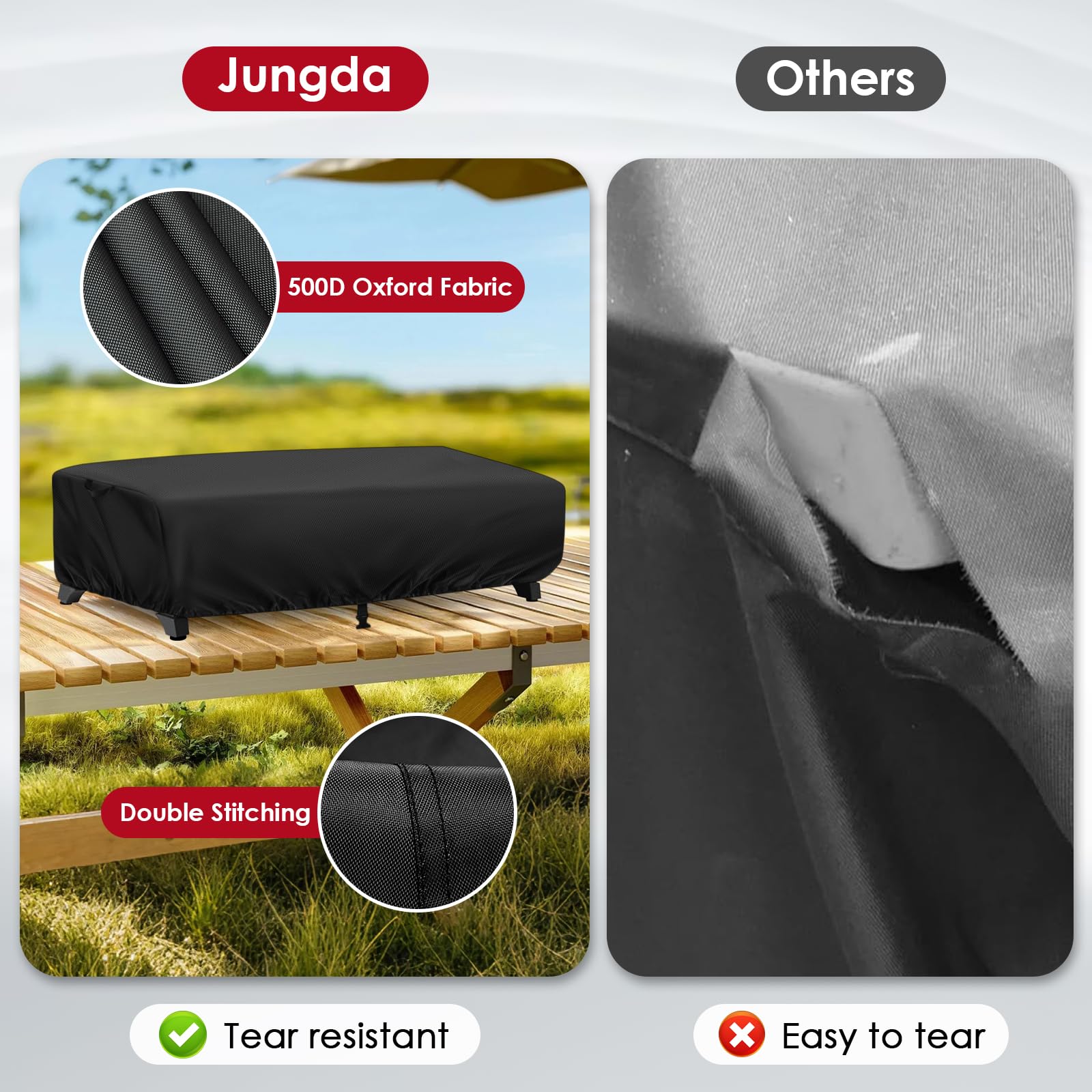 Jungda grill cover Oxford fabric closeup shows water resistance