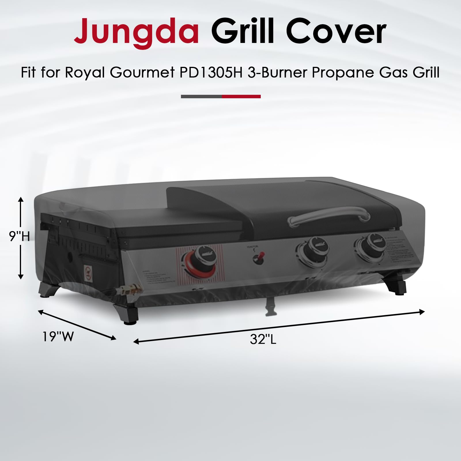 Jungda grill cover side Velcro straps secure a snug fit against breeze