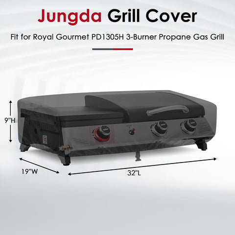 Jungda grill cover side Velcro straps secure a snug fit against breeze