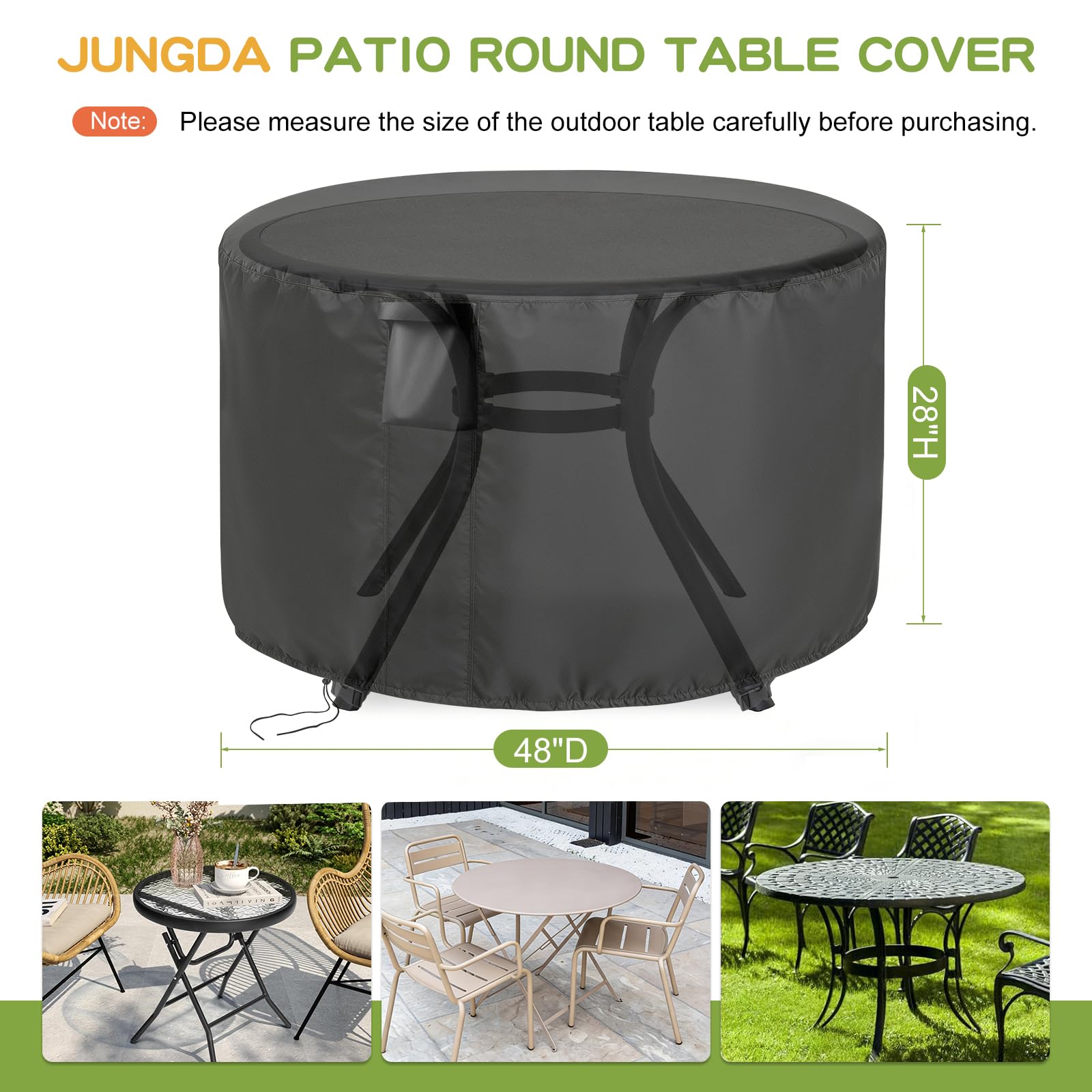 Jungda round table cover shows fade-resistant Oxford fabric for outdoor use