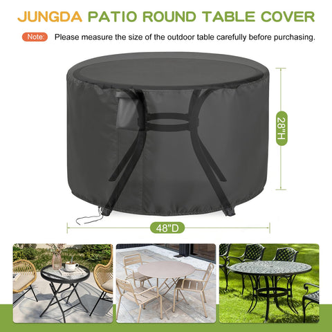 Jungda round table cover shows fade-resistant Oxford fabric for outdoor use