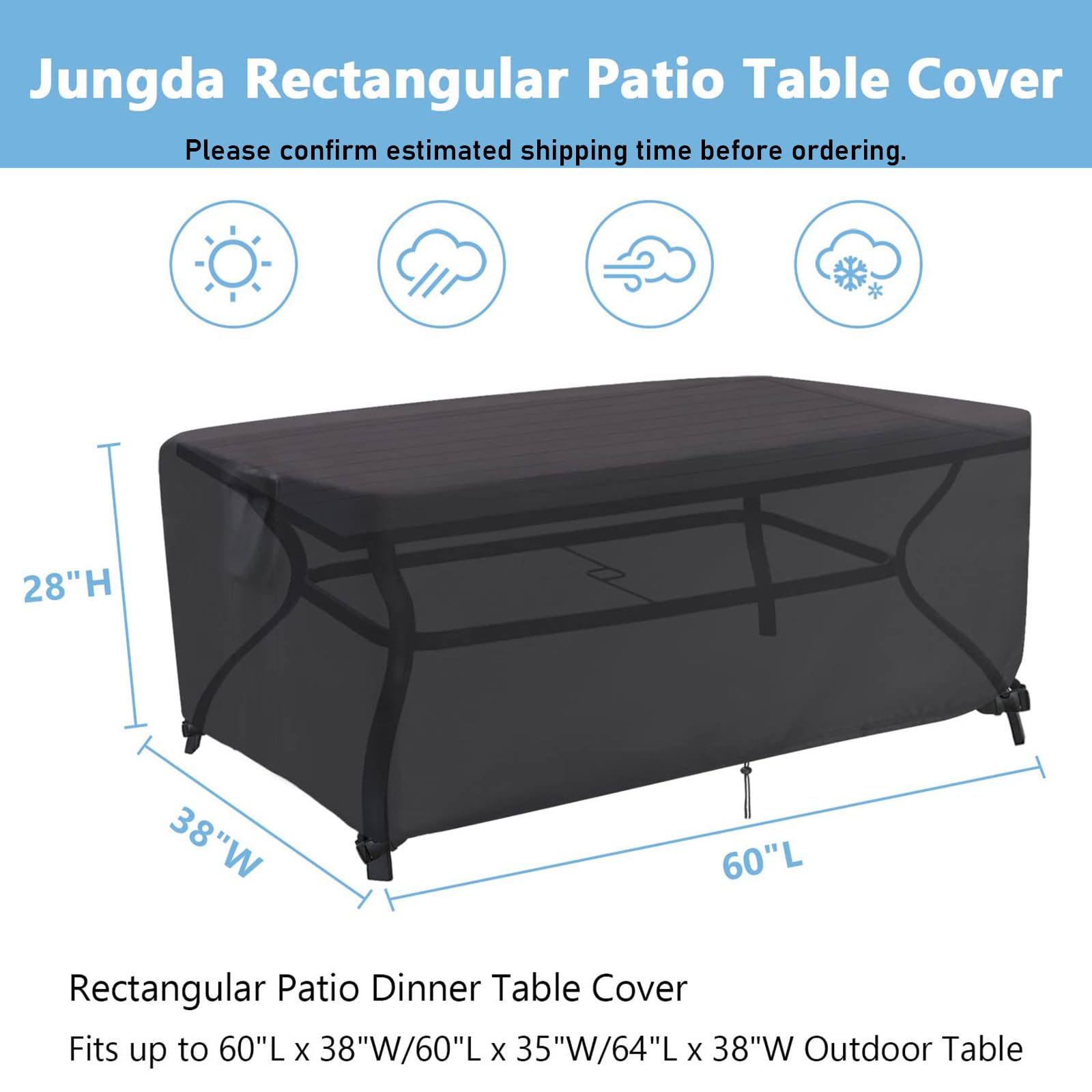 Jungda rectangle table cover waterproof 60 inch protects against rain and snow