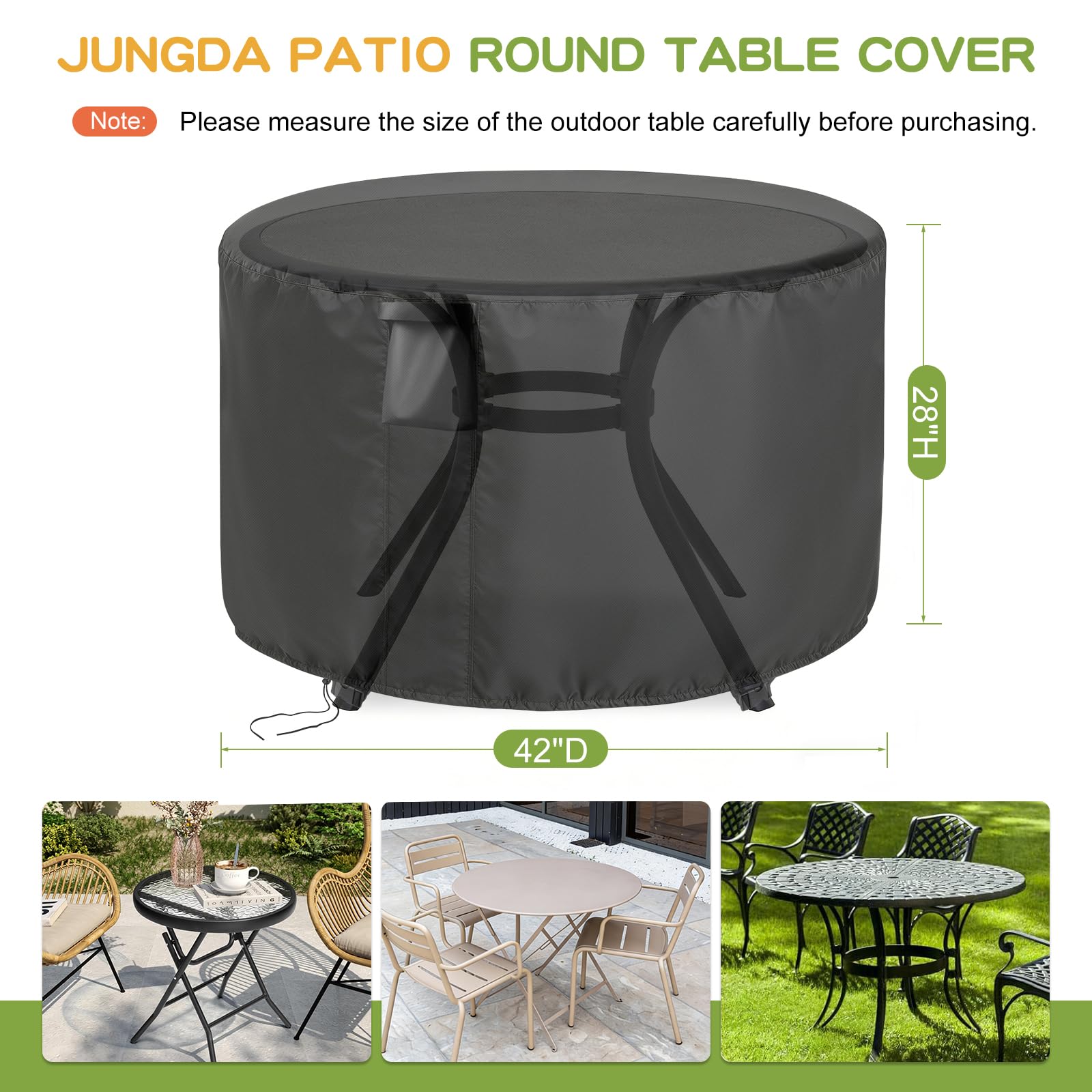 Jungda cover with 360-degree drawstring ensures snug fit during windy weather.