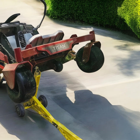 Jungle Jim's Mower Jack used on trailer for commercial and residential mowers.