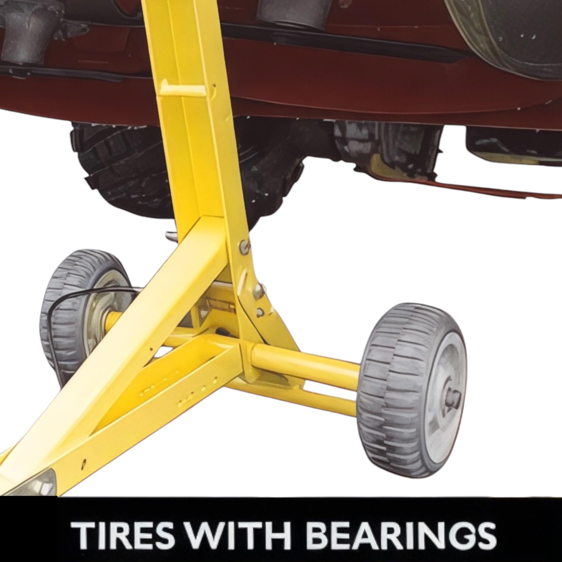 Jungle Jim's Mower Jack deck service lift up to 19 inches high.