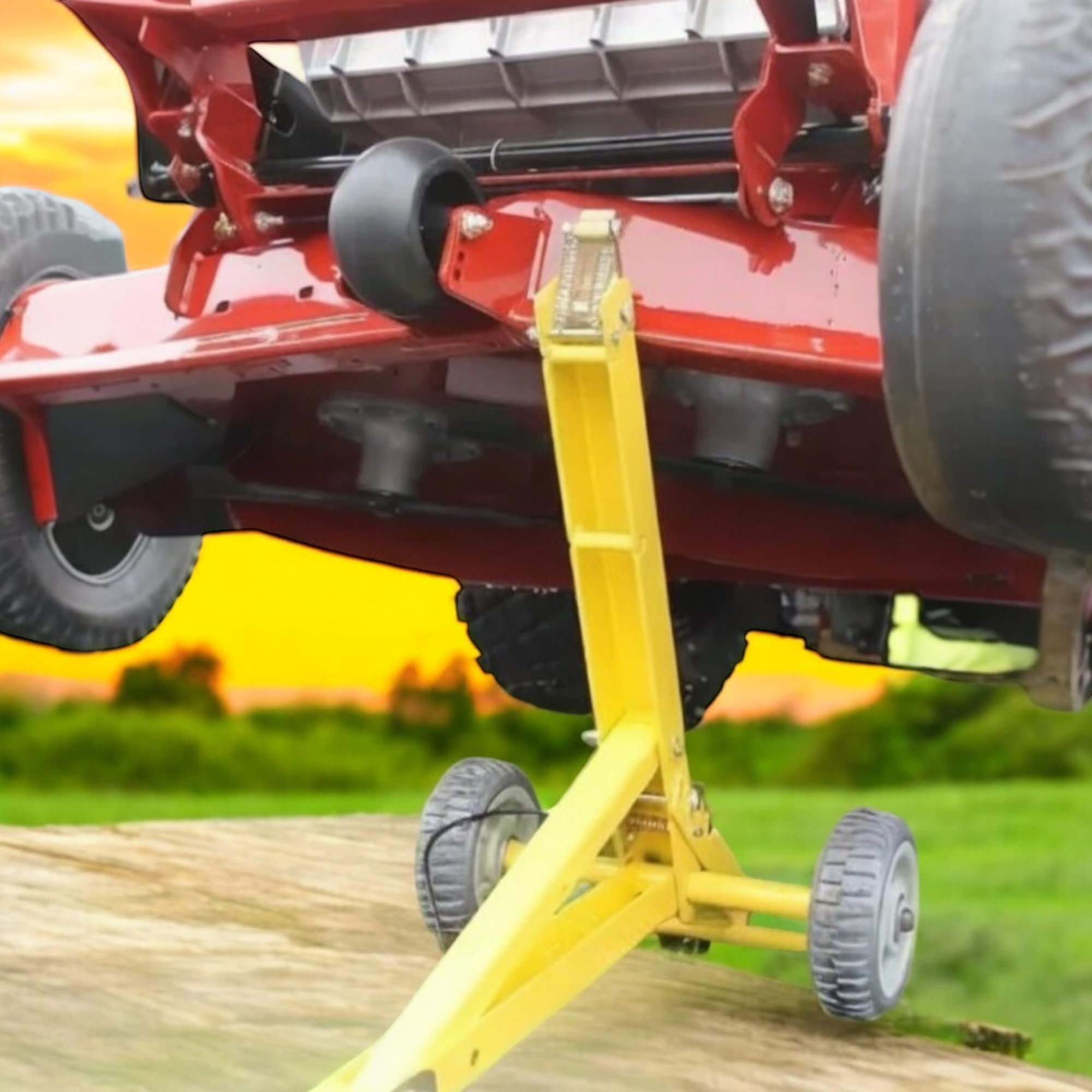 Jungle Jim's Mower Jack portable and compact for on‑the‑go service.