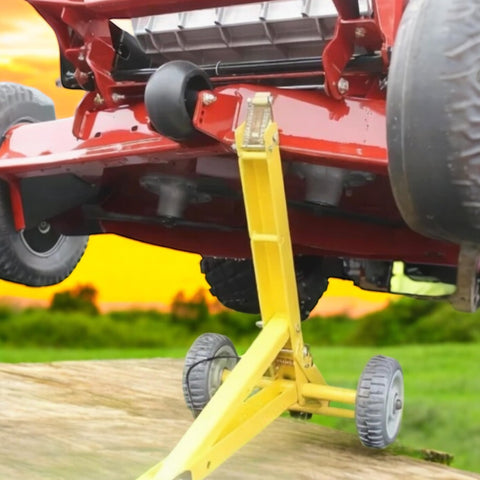 Jungle Jim's Mower Jack portable and compact for on‑the‑go service.