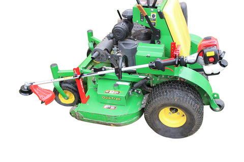 Jungle Jim's Mower Trimmer Rack demonstrates universal fit for easy tool transport.