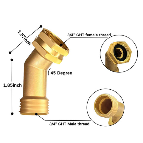 JUNHOME brass hose elbow with 3/4in FHT/MHT threads for quick setup.