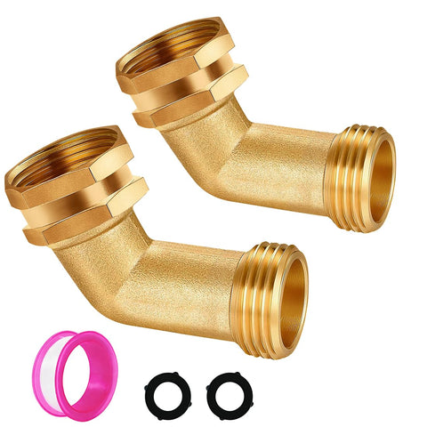 JUNHOME 45-degree brass garden hose elbow improves flow around corners.