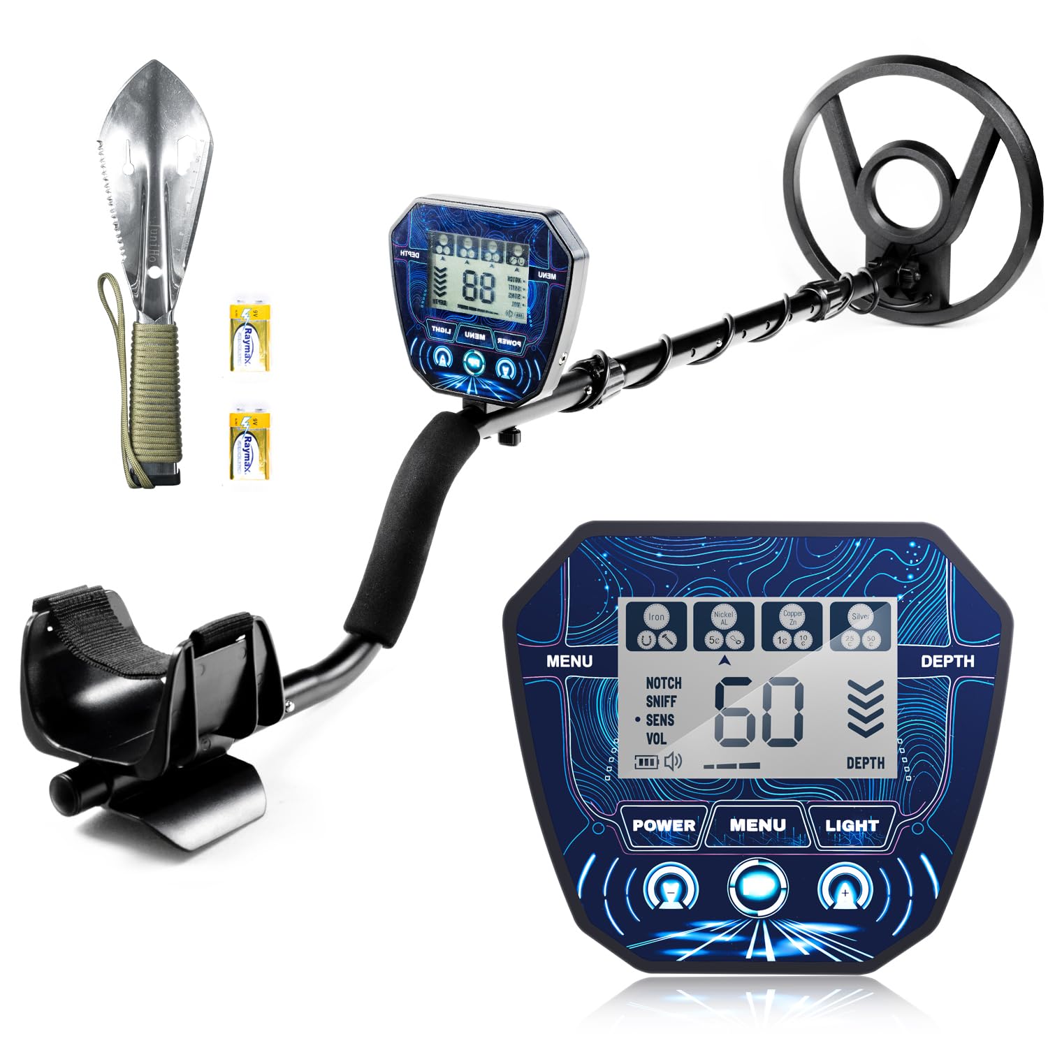 JuniHo professional metal detector with waterproof coil for beach and shallow-water treasure hunts