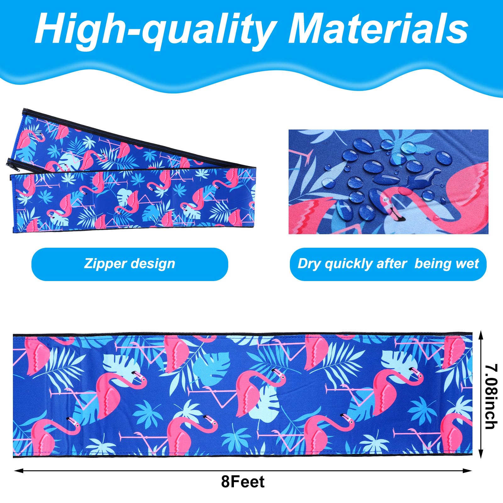 Junkin pool handrail cover with flamingo-palm pink design delivers comfortable grip for easy footing.