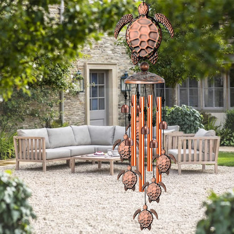 JUNQIU Turtle wind chime decor for living room with ocean-inspired aesthetics