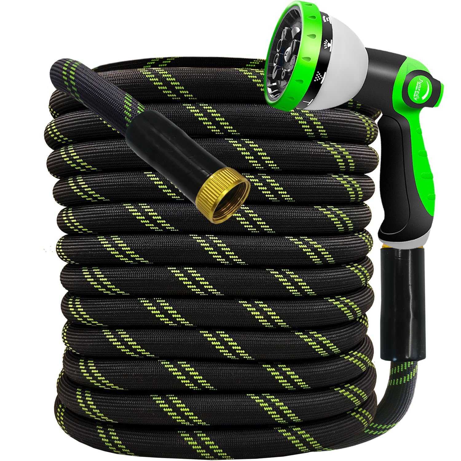 Junredy Garden Hose 25ft neatly coiled for easy storage and quick use.