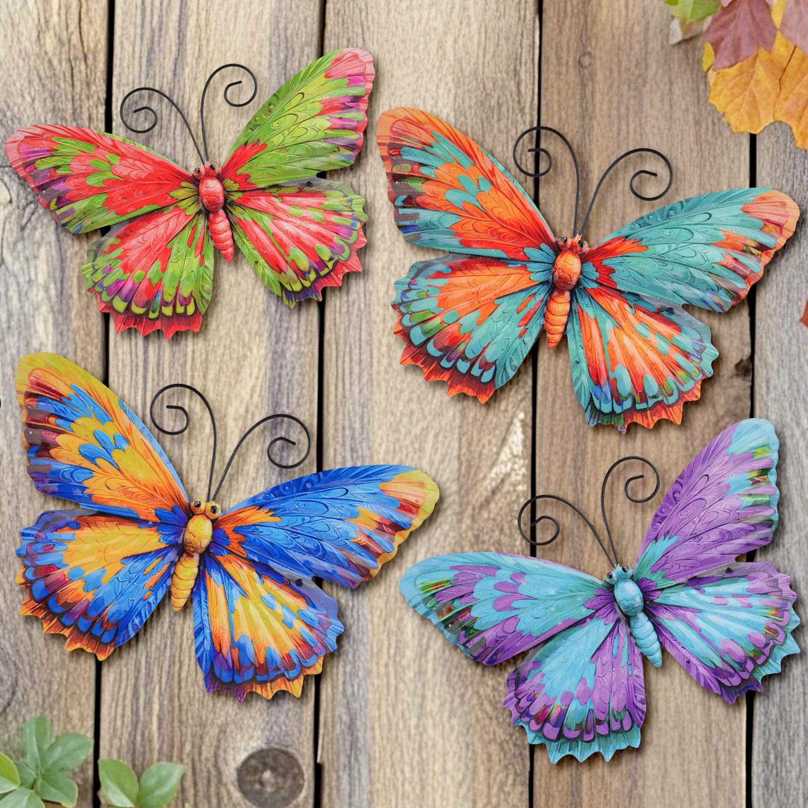Junware butterfly wall art blue edition adds vibrant outdoor color and durability.