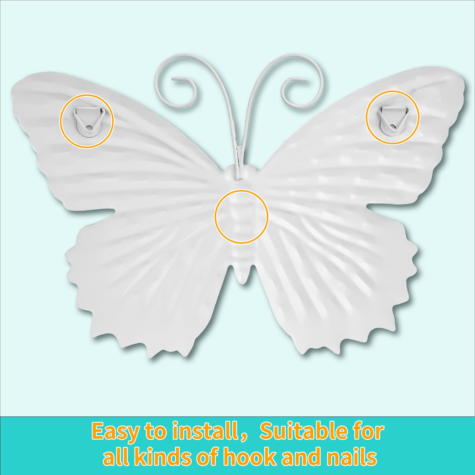 Easy-to-hang Junware butterfly wall art with a concealed keyhole for quick decor updates.