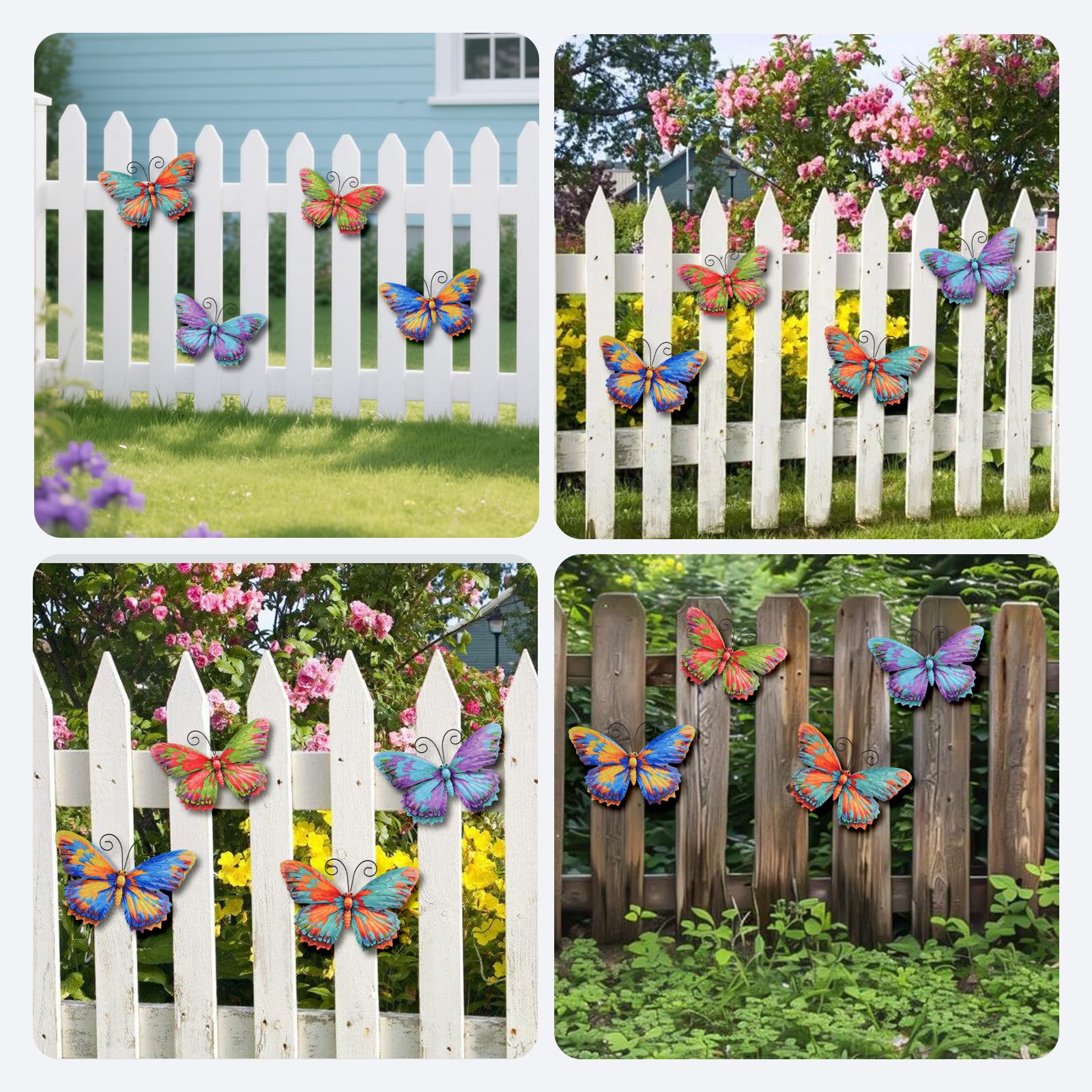 Weatherproof Junware butterfly wall art withstands rain and sun for garden or patio spaces.