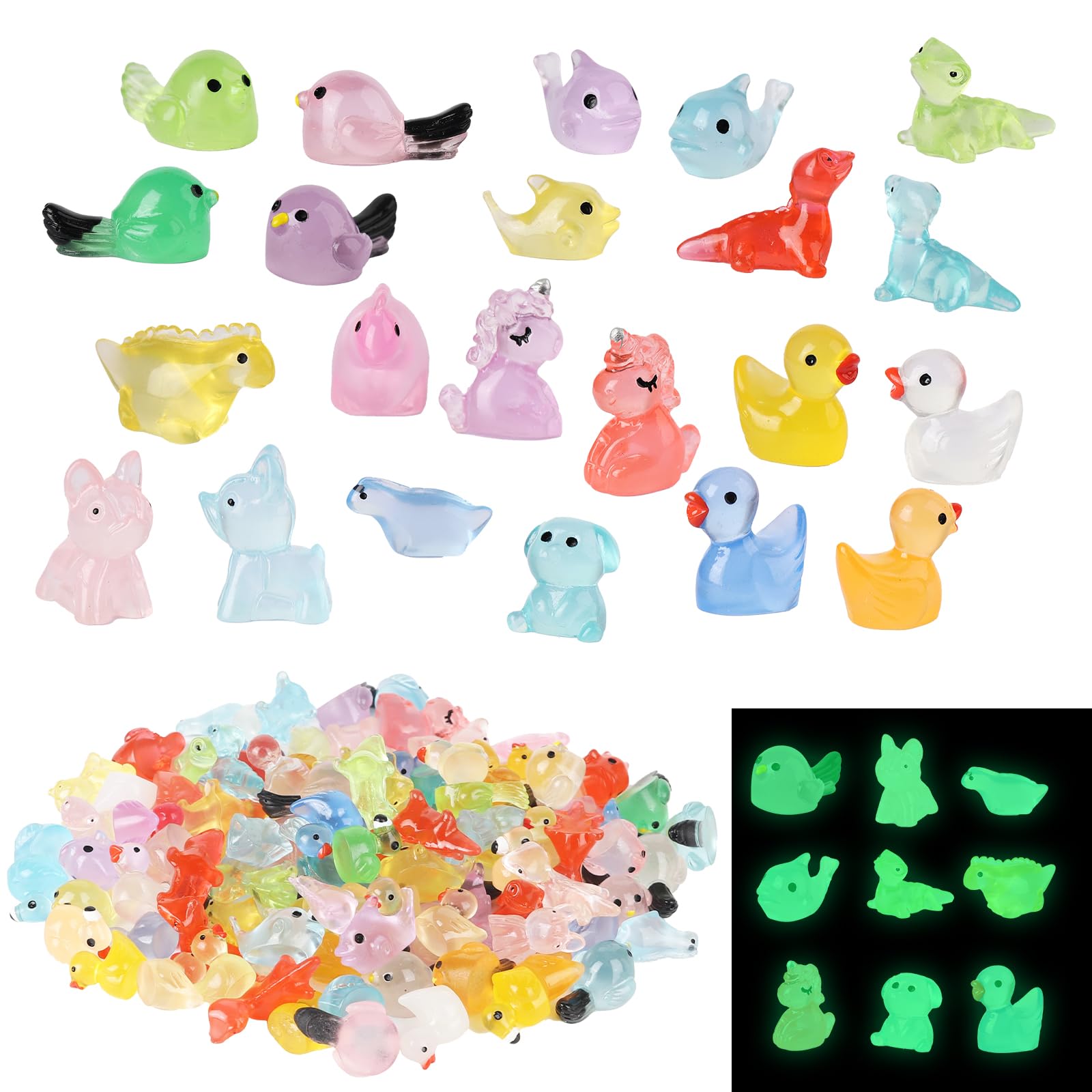 Junware glow mini resin ducks for fairy gardens with night glow