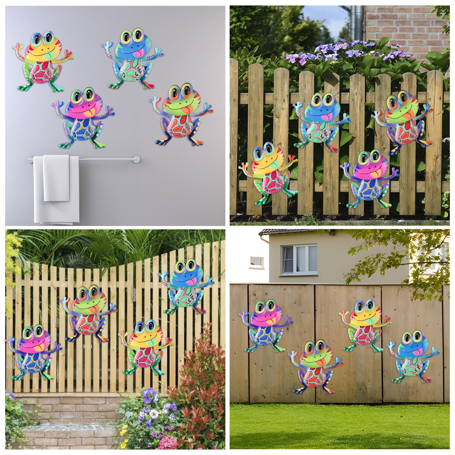 Junware frog wall art iron close-up painting highlights gradient colors and craft details
