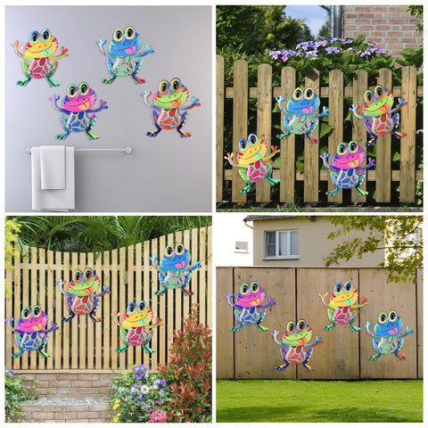 Junware frog wall art iron close-up painting highlights gradient colors and craft details