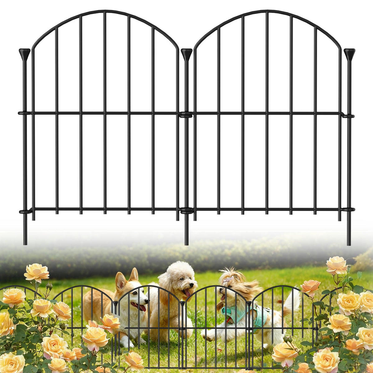 JUNYAO decorative garden fence with an arched panel for yard borders.