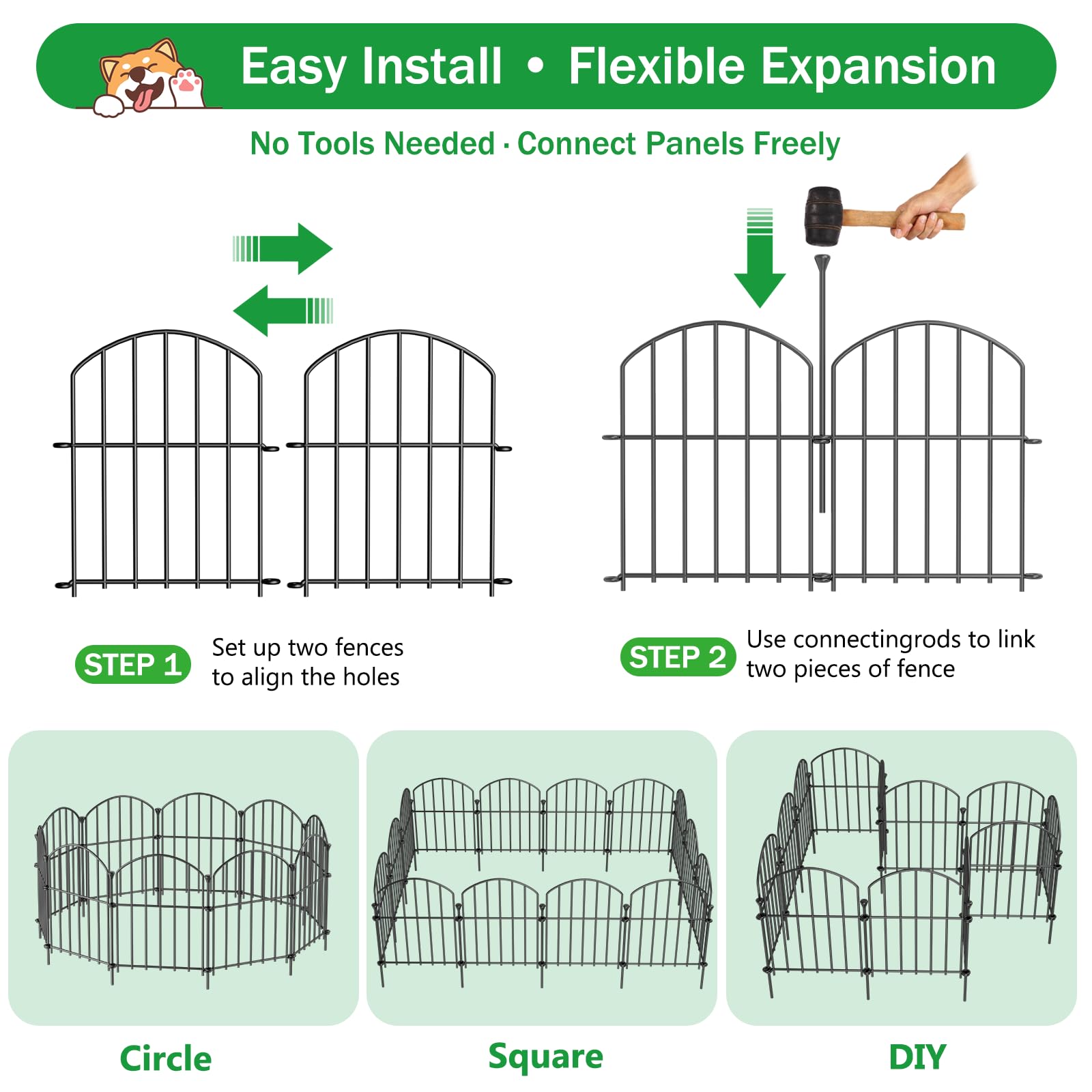 JUNYAO modular fence allows expansion and curved layouts.