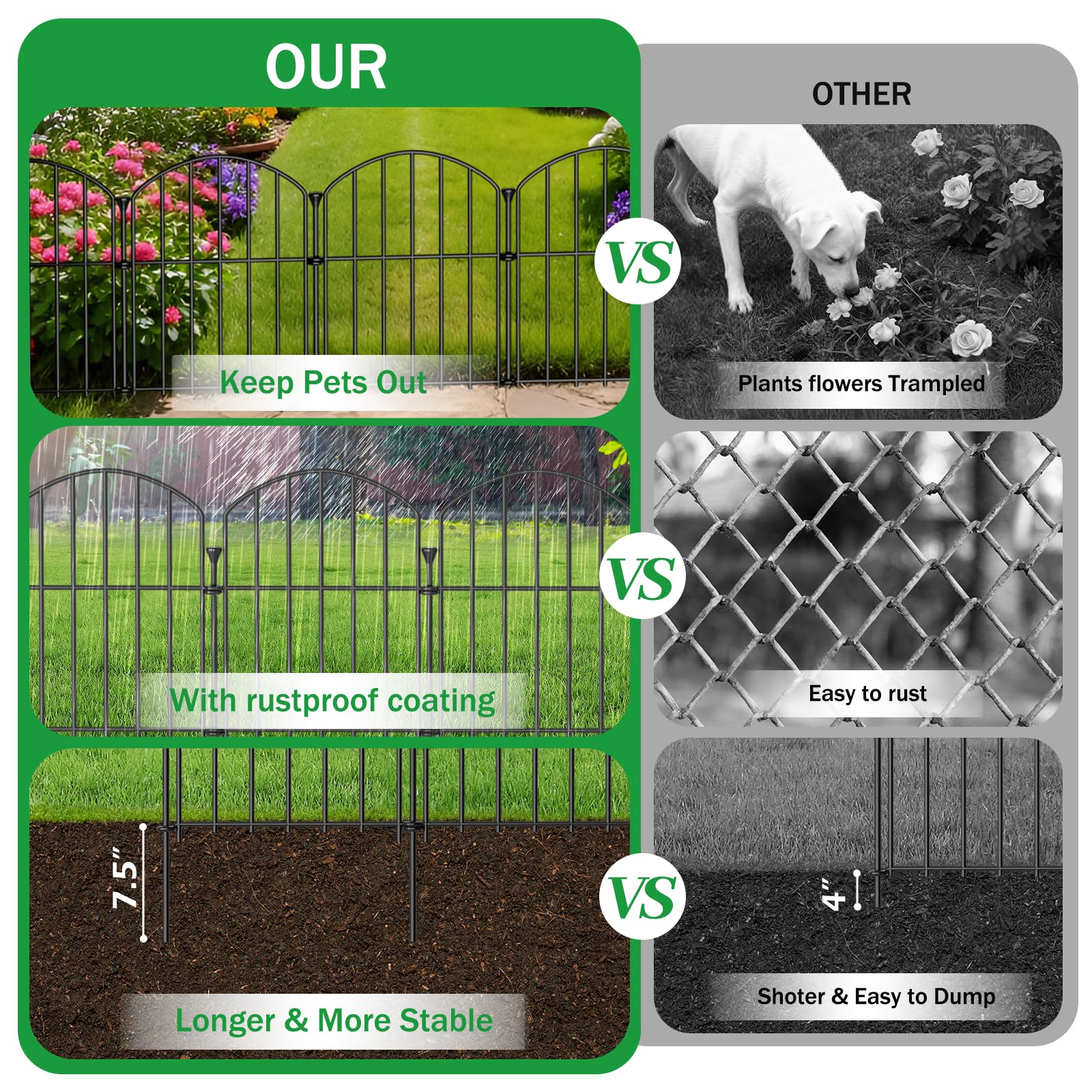 JUNYAO protective border deters dogs and rabbits from planting beds.