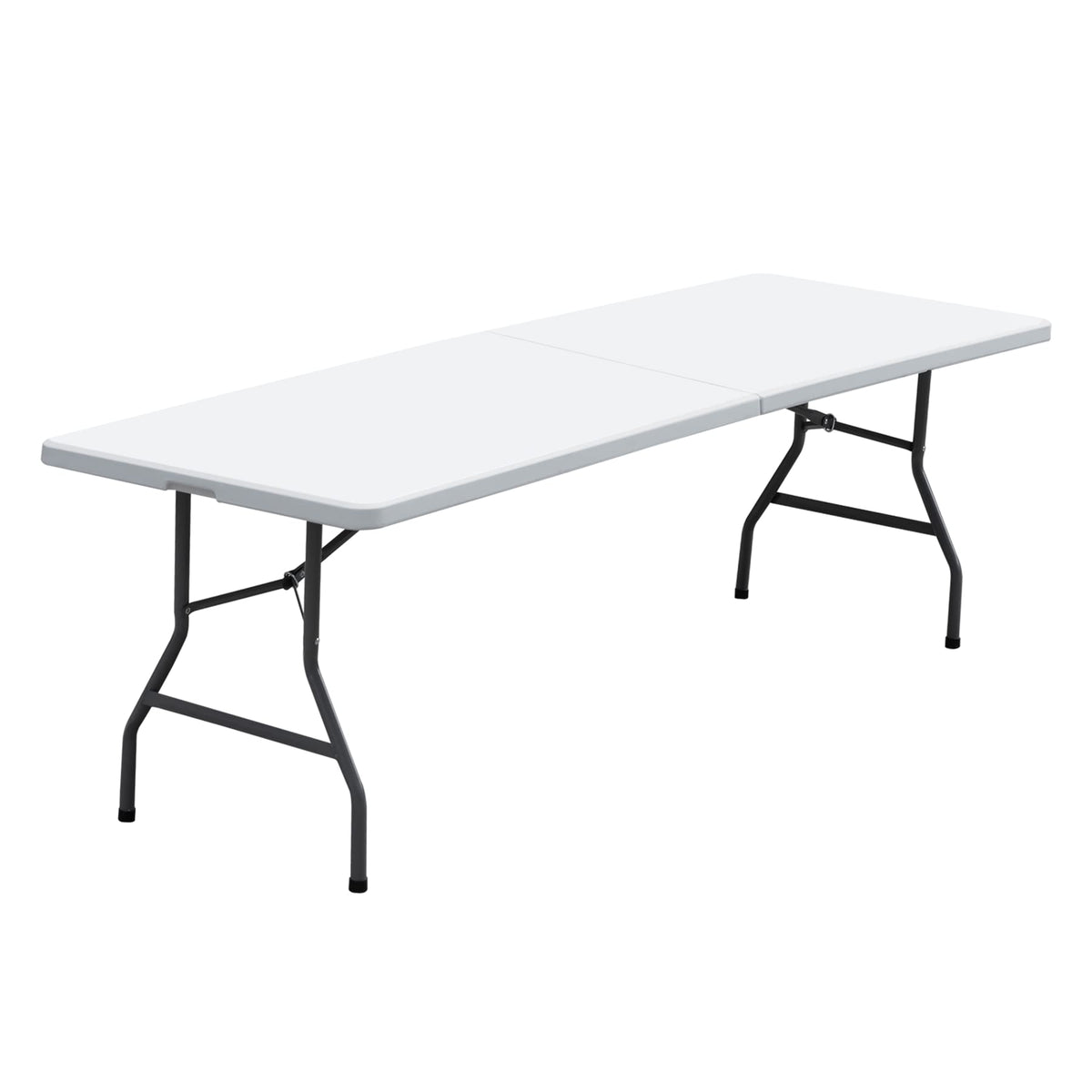 JupiterForce 8ft folding table with carrying handle, easy transport for camping or events